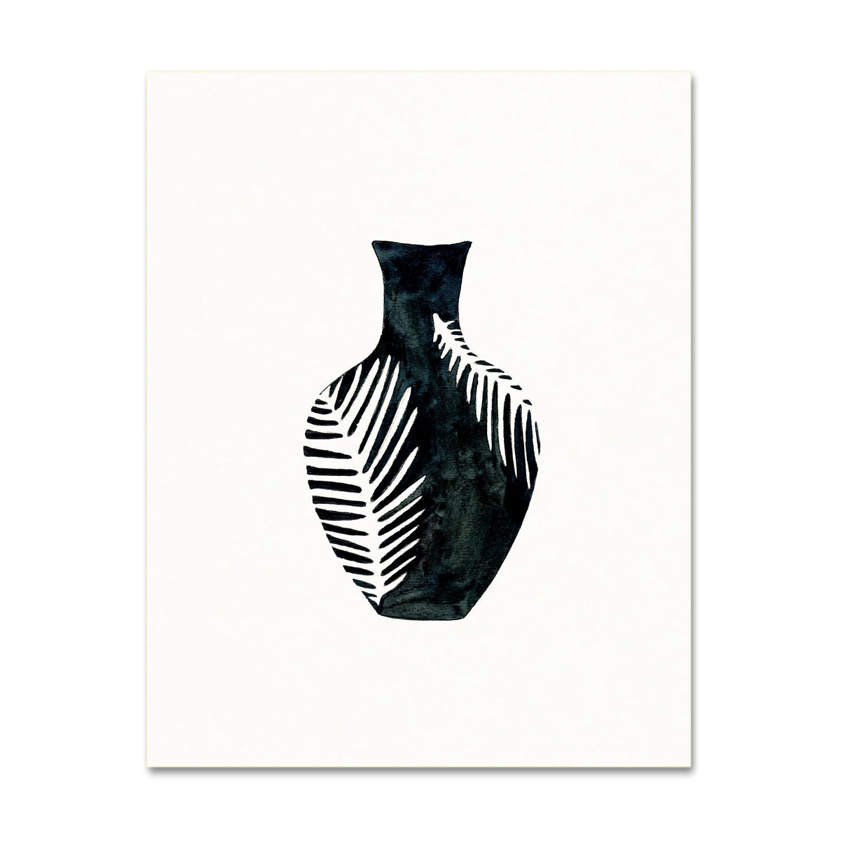 Boho Art Print. Black and White Watercolor Decor. Vase Artwork.