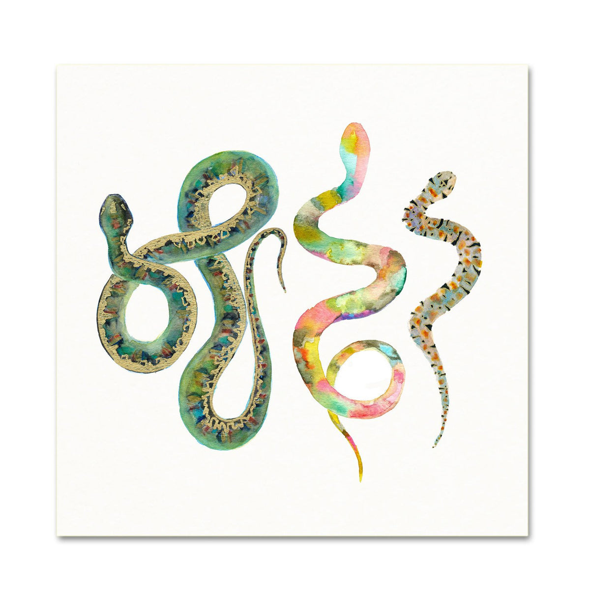 Baby Shower Gift. Watercolor Snake Art.